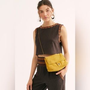 Free people Suede purse Honey yellow NWT
